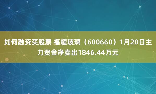 如何融资买股票 福耀玻璃（600660）1月20日主力资金净卖出1846.44万元