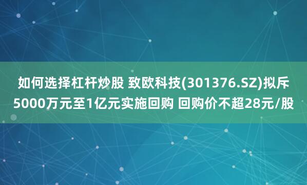 如何选择杠杆炒股 致欧科技(301376.SZ)拟斥5000万元至1亿元实施回购 回购价不超28元/股