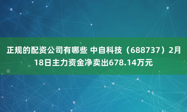 正规的配资公司有哪些 中自科技（688737）2月18日主力资金净卖出678.14万元