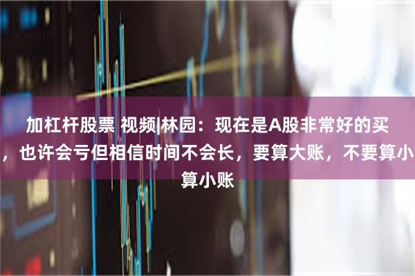 加杠杆股票 视频|林园：现在是A股非常好的买点，也许会亏但相信时间不会长，要算大账，不要算小账