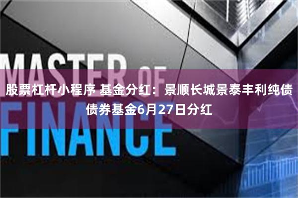 股票杠杆小程序 基金分红：景顺长城景泰丰利纯债债券基金6月27日分红