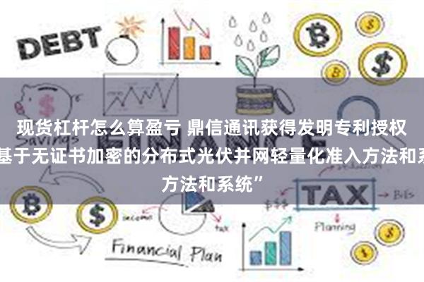 现货杠杆怎么算盈亏 鼎信通讯获得发明专利授权：“基于无证书加密的分布式光伏并网轻量化准入方法和系统”