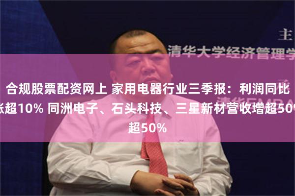 合规股票配资网上 家用电器行业三季报：利润同比涨超10% 同洲电子、石头科技、三星新材营收增超50%
